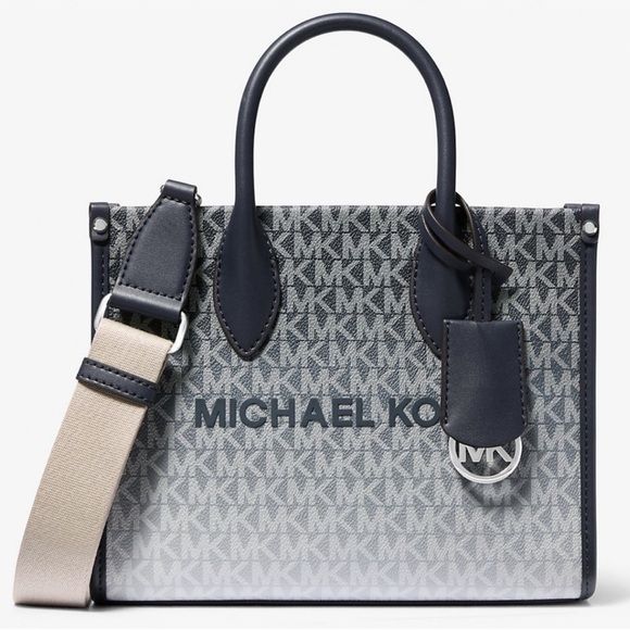 Michael Kors Mirella Small Ombré Signature Logo Crossbody Bag Navy Blue Multi - Picture 1 of 10